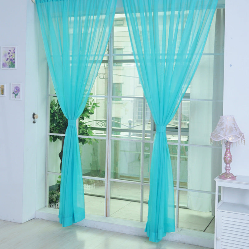 Solid Color Glass Mesh Curtains Transparent Color Ready-made Curtain