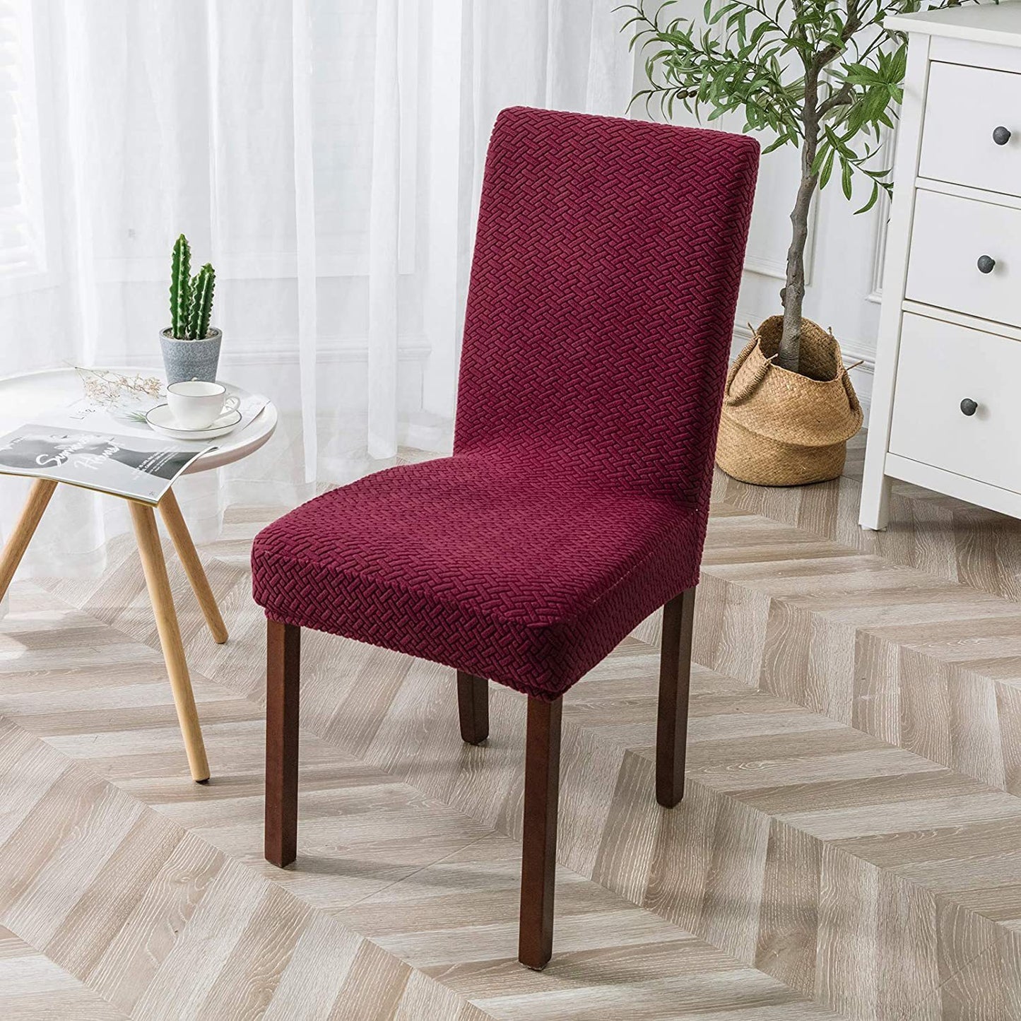 Long Plaid Jacquard Chair Cover