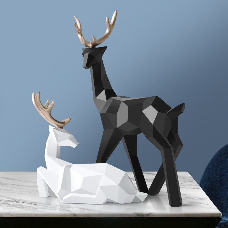 Modern Resin Deer Sculpture