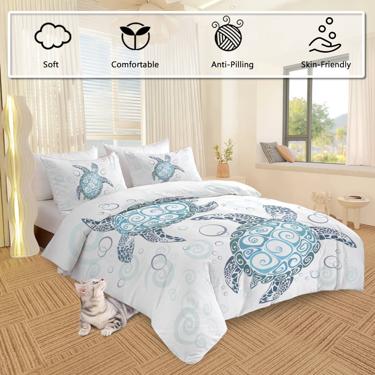 3-Piece Ocean Turtle Bedding Set