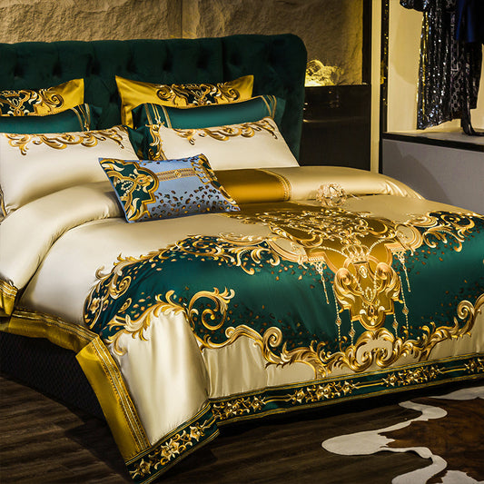 Luxury European Satin Embroidered Bedding Set