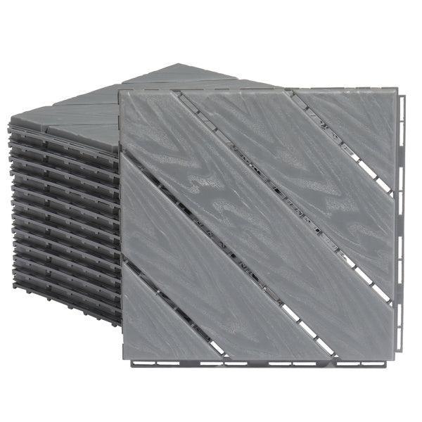 27pcs Dark Grey PP Plastic Diagonal Outdoor Flooring