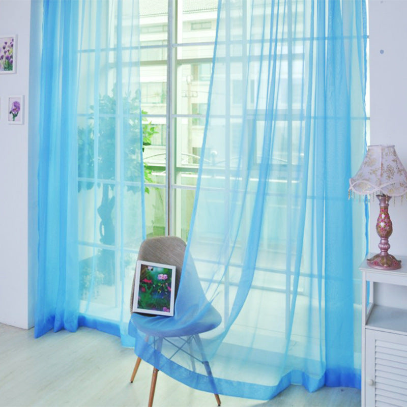 Solid Color Glass Mesh Curtains Transparent Color Ready-made Curtain