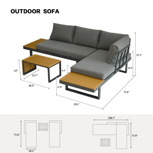 Aluminum Patio Set with L-Shaped Table