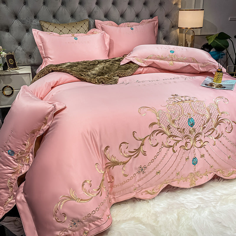 4-Piece Ice Silk Cotton Bedding Set