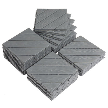 27pcs Dark Grey PP Plastic Diagonal Outdoor Flooring