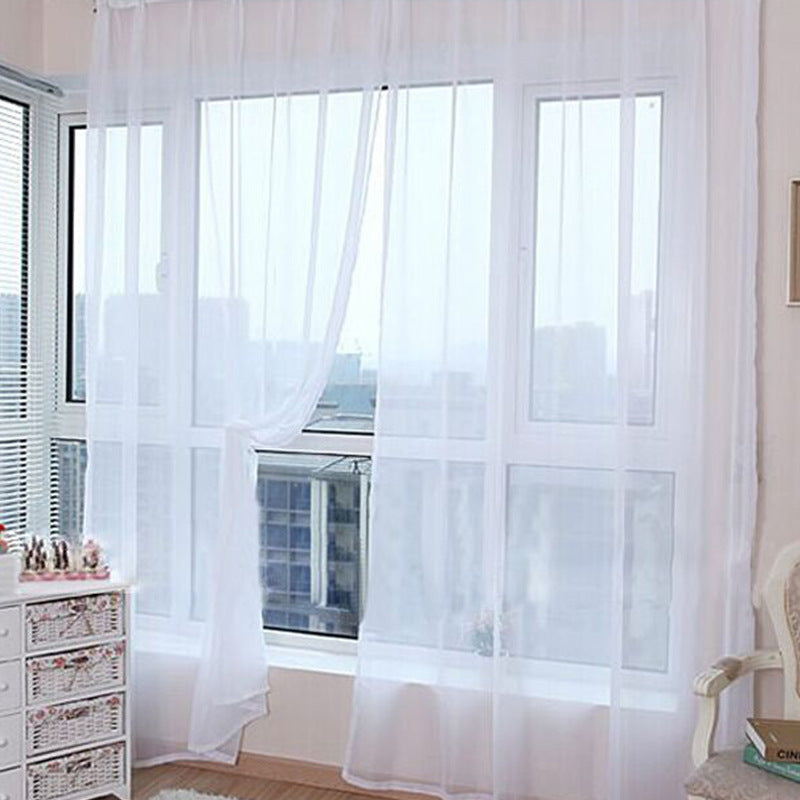 Solid Color Glass Mesh Curtains Transparent Color Ready-made Curtain