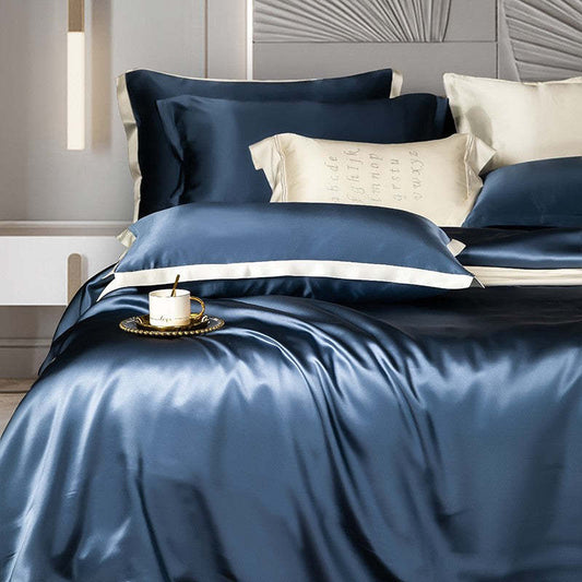 4-Piece Solid Color Silk Bedding Set