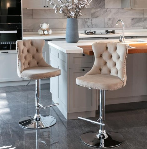 2-Piece Rotating Velvet Bar Stools