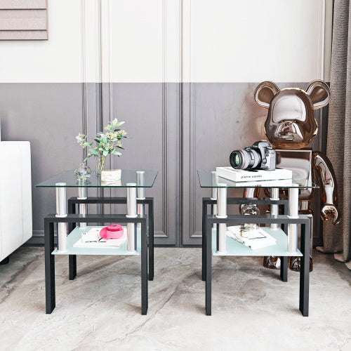 Set of 2 Modern Glass Coffee Tables