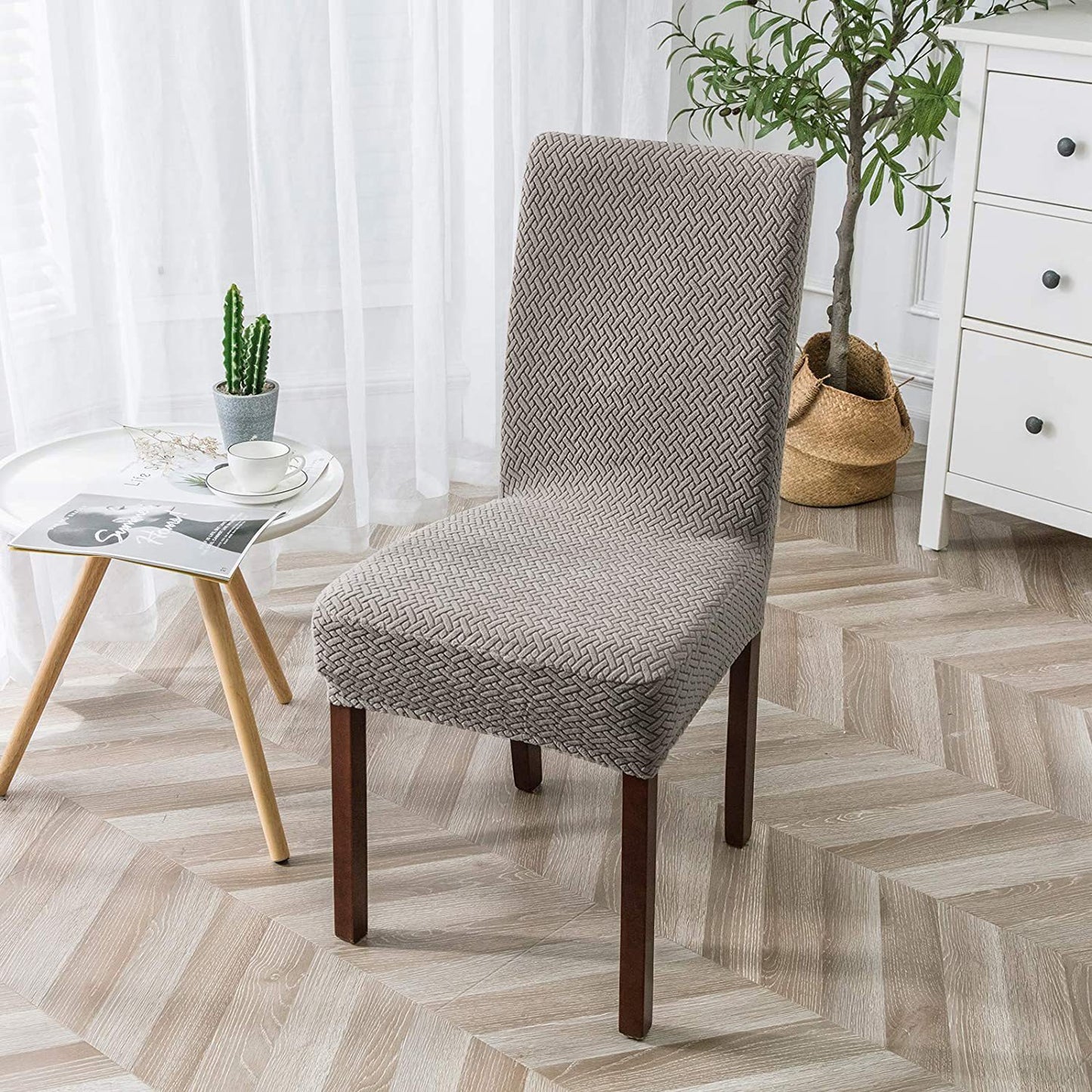 Long Plaid Jacquard Chair Cover