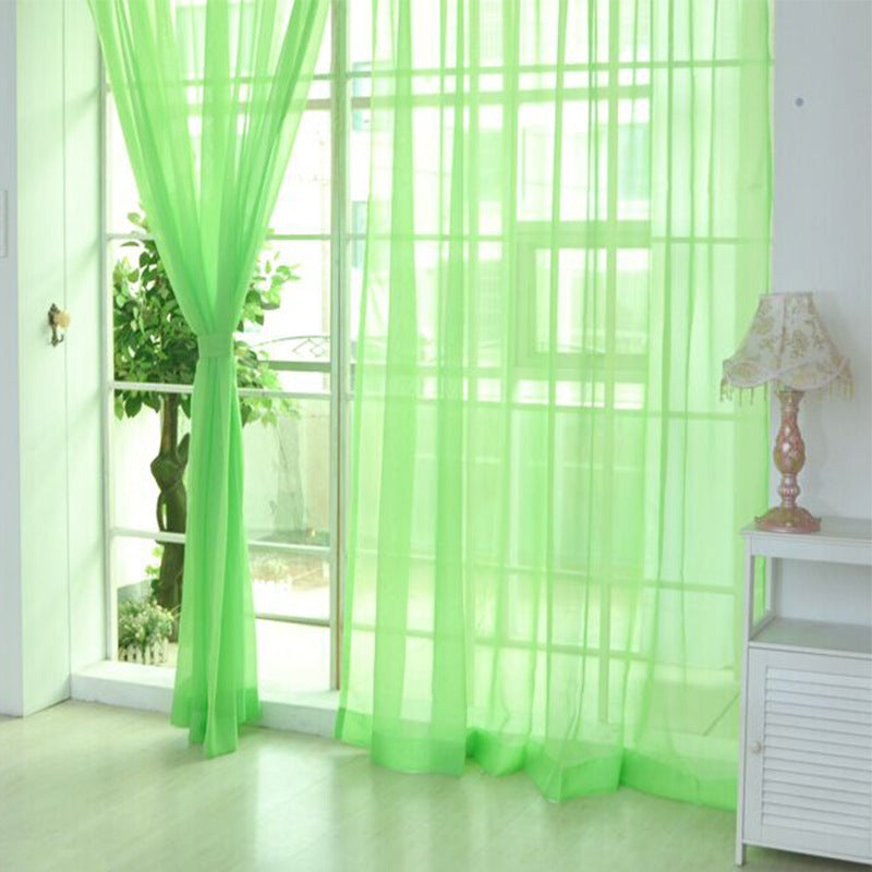 Solid Color Glass Mesh Curtains Transparent Color Ready-made Curtain