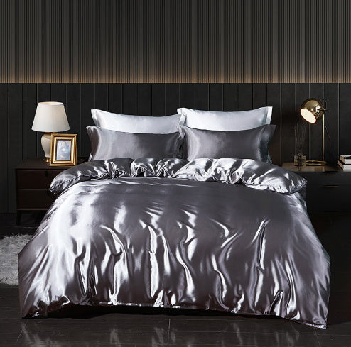 Luxury Double-Sided Silk 4-Piece Bedding Set.