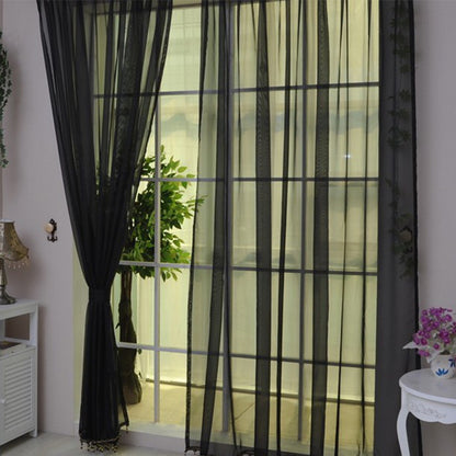 Solid Color Glass Mesh Curtains Transparent Color Ready-made Curtain