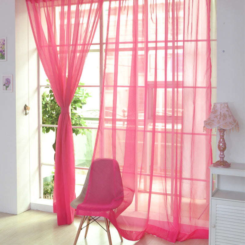 Solid Color Glass Mesh Curtains Transparent Color Ready-made Curtain