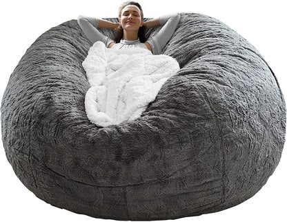 Velvet Bean Bag Chair Cover (6ft, Dark Grey)