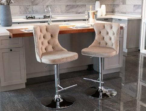 2-Piece Rotating Velvet Bar Stools