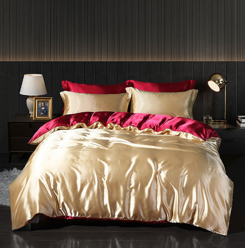 Luxury Double-Sided Silk 4-Piece Bedding Set.