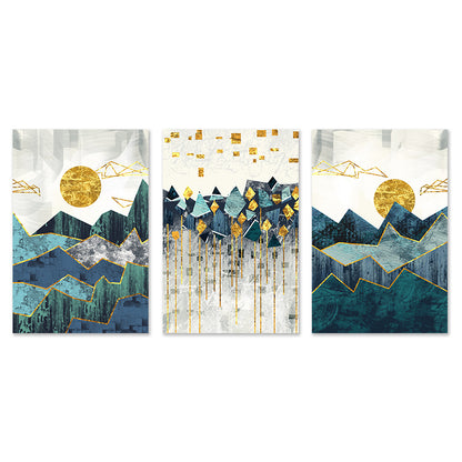 Nordic Geometric Mountain Canvas