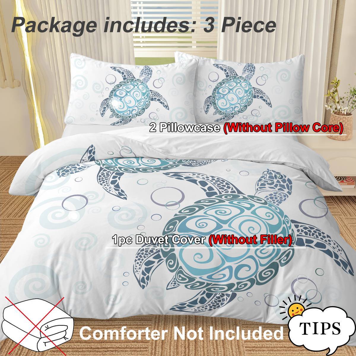 3-Piece Ocean Turtle Bedding Set