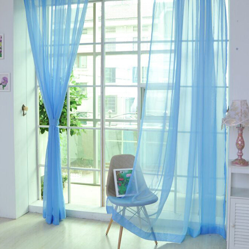 Solid Color Glass Mesh Curtains Transparent Color Ready-made Curtain