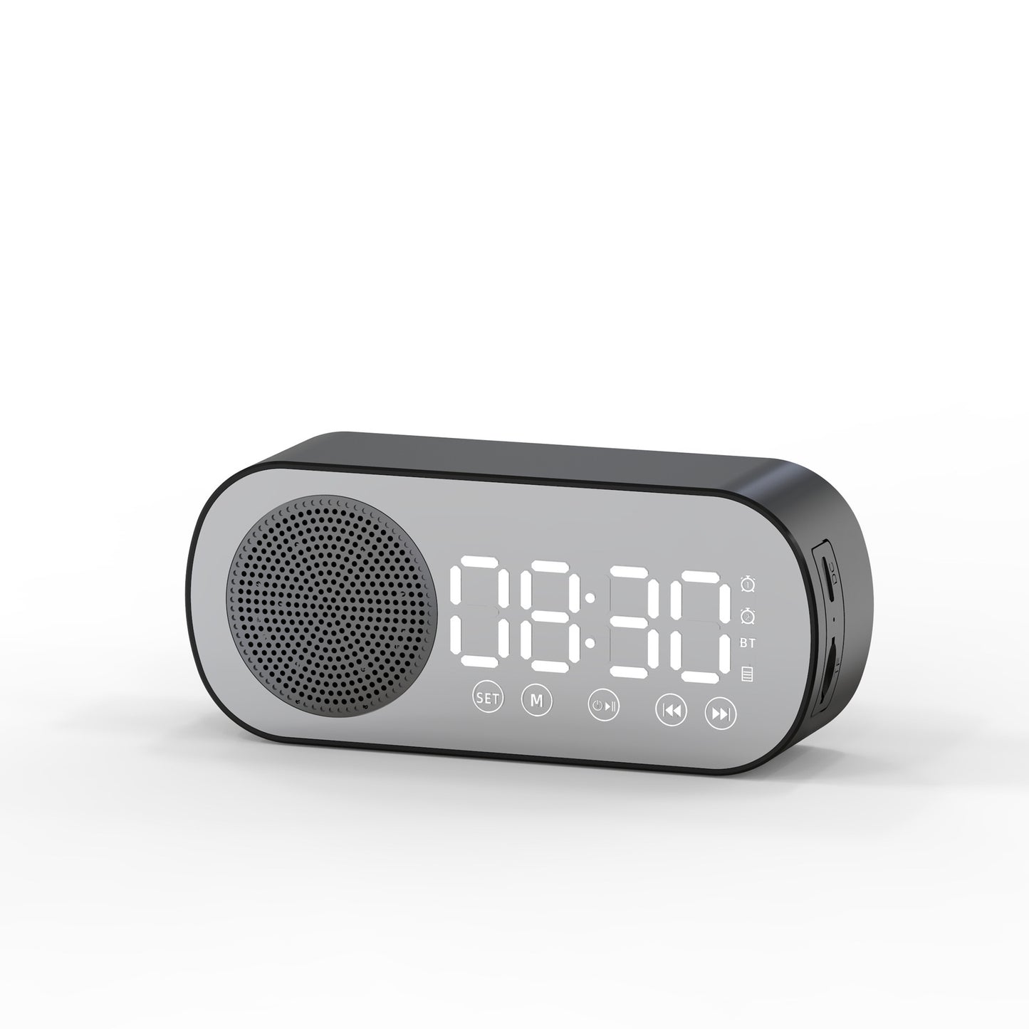 Bluetooth Music Alarm Clock with LED Mirror & FM Radio