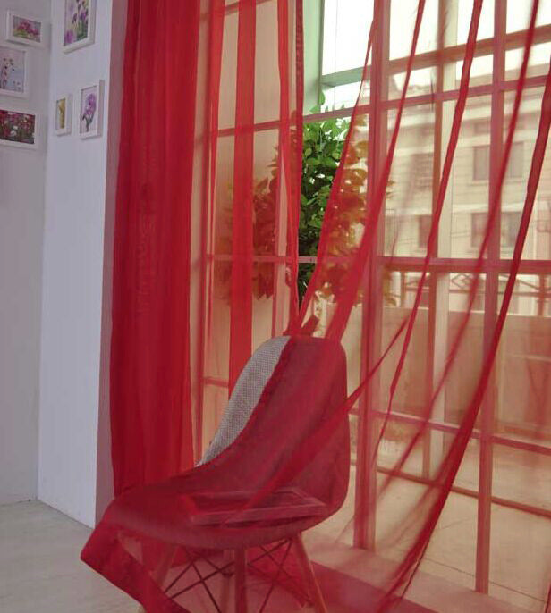 Solid Color Glass Mesh Curtains Transparent Color Ready-made Curtain