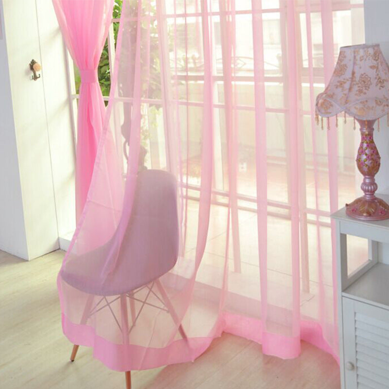 Solid Color Glass Mesh Curtains Transparent Color Ready-made Curtain