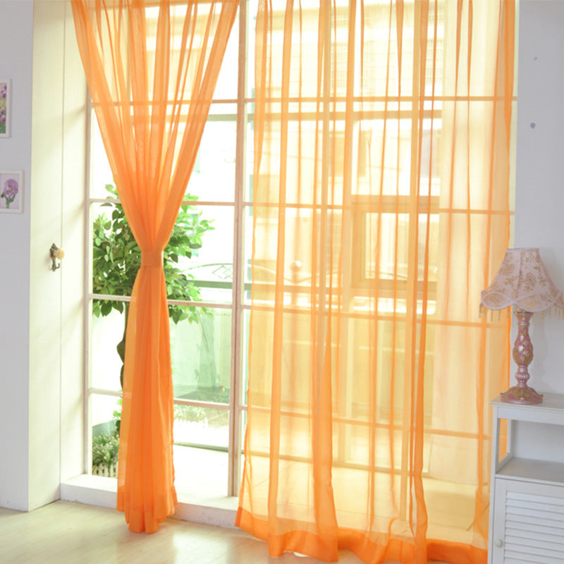 Solid Color Glass Mesh Curtains Transparent Color Ready-made Curtain