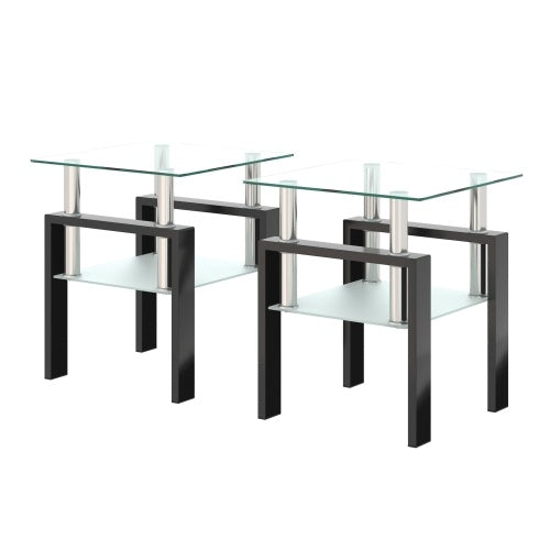 Set of 2 Modern Glass Coffee Tables